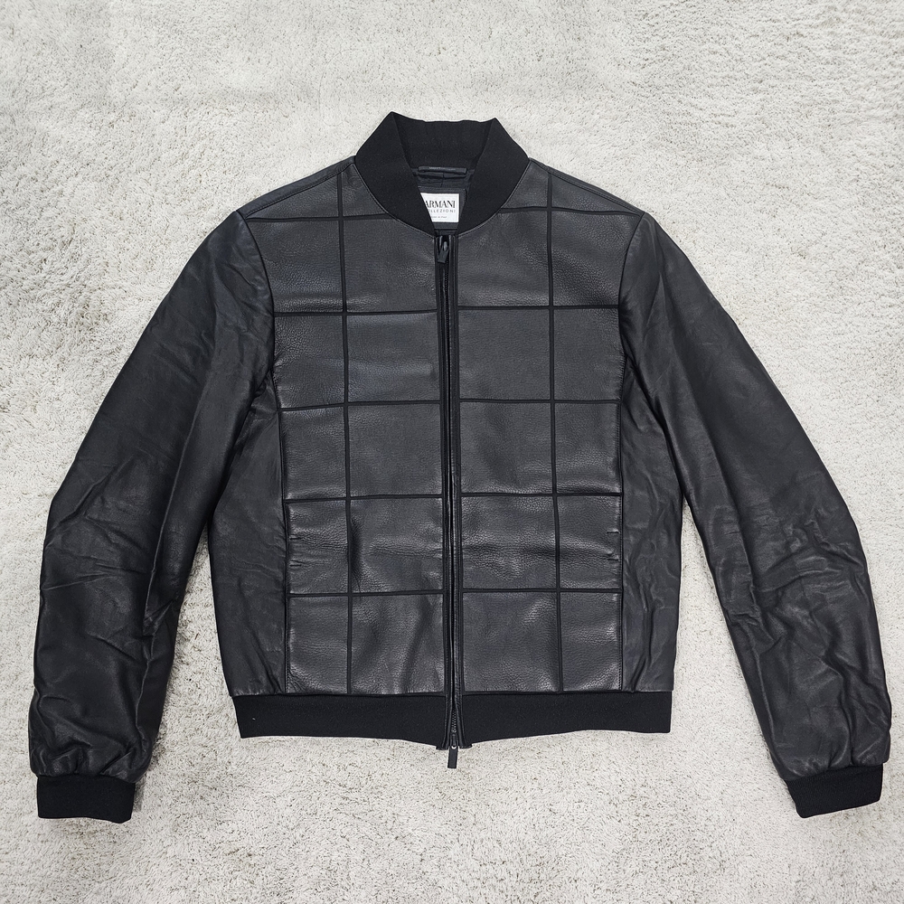 Armani Black Leather Jacket for Men